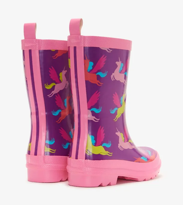 Rainwear Girls Hatley Pretty Unicorn Shiny Rain Boots