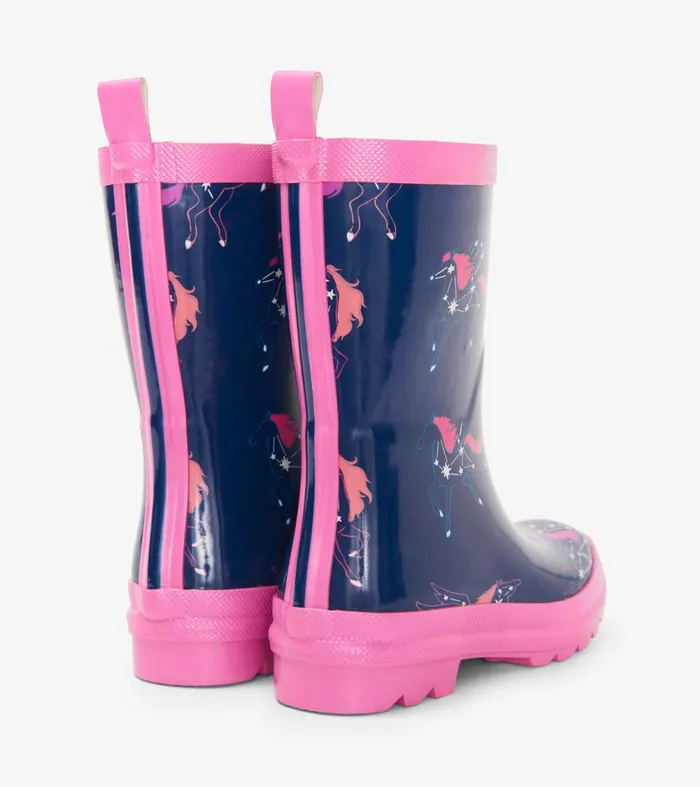 Rainwear Girls Hatley Unicorn Constellations Shiny Rain Boots