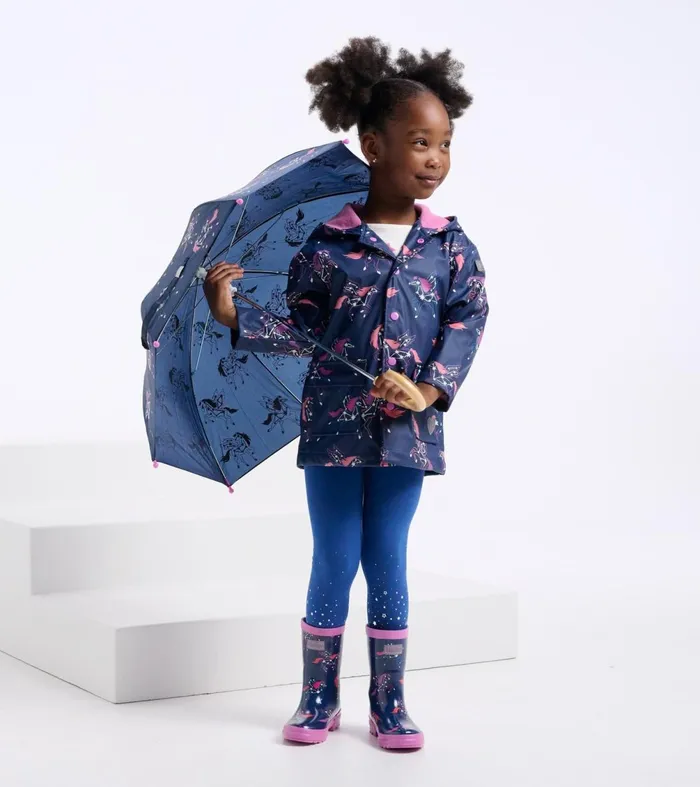 Rainwear Girls Hatley Unicorn Constellations Shiny Rain Boots