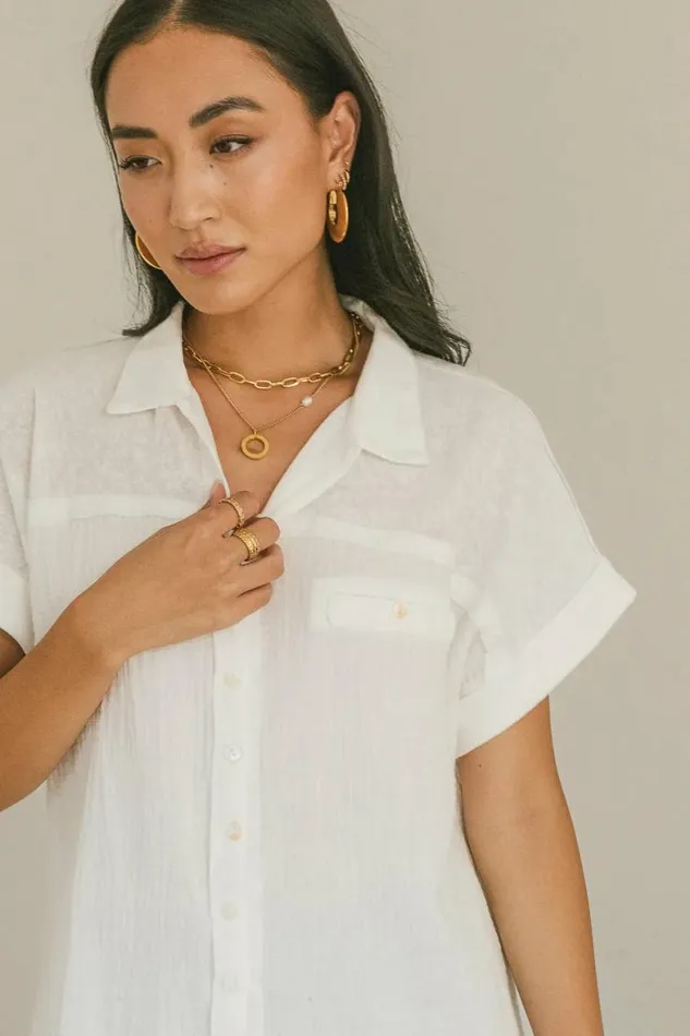 Raven Button Up Top In White White Women Bohme Tops