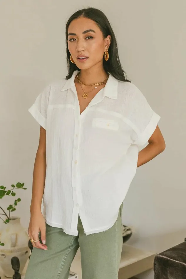 Raven Button Up Top In White White Women Bohme Tops
