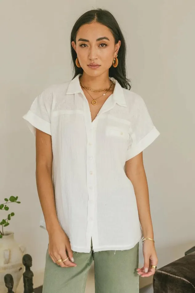 Raven Button Up Top In White White Women Bohme Tops