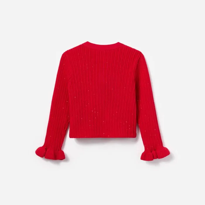 Red Ribbed Knit Cardigan Kids Self Portrait Knitwear Red Ribbed Knit Cardigan Kids Self Portrait Knitwear