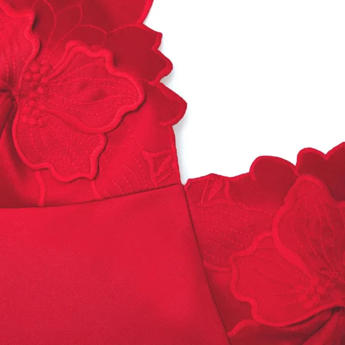Red Taffeta Midi Dress Women Self Portrait Dresses