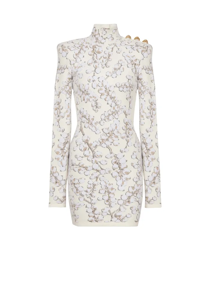 Redcurrant Jacquard Knit Short Dress White Women Balmain Dresses