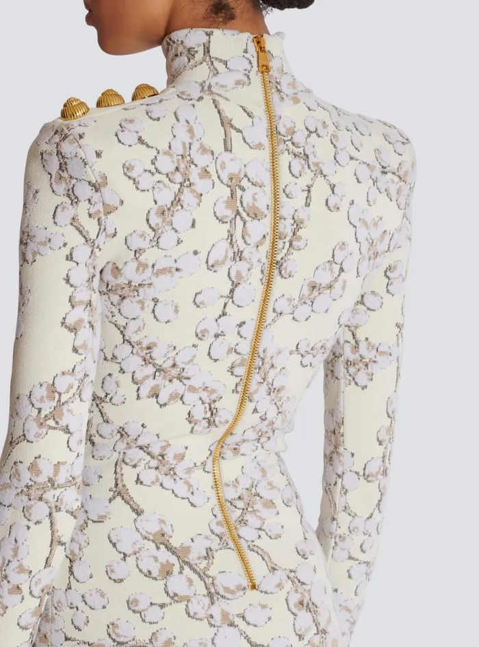 Redcurrant Jacquard Knit Short Dress White Women Balmain Dresses