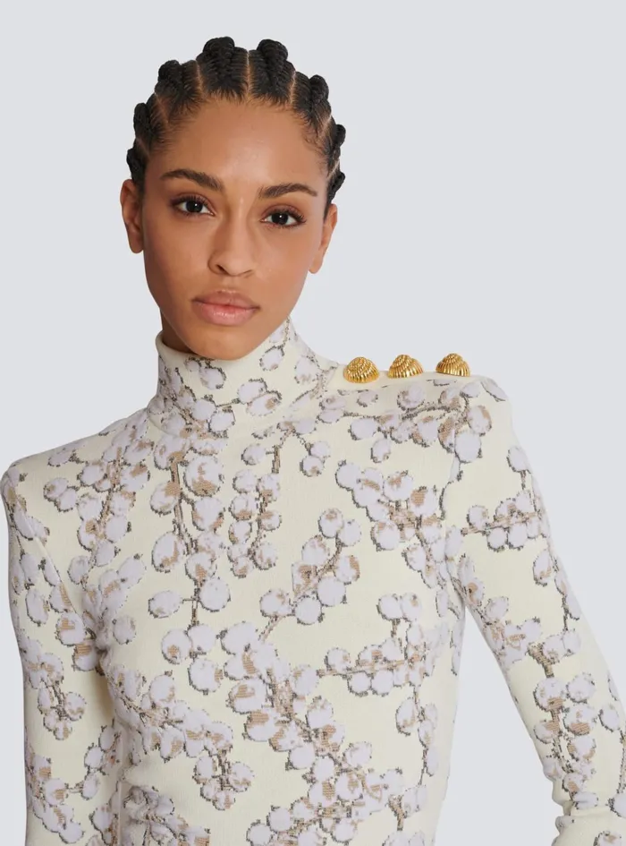 Redcurrant Jacquard Knit Short Dress White Women Balmain Dresses
