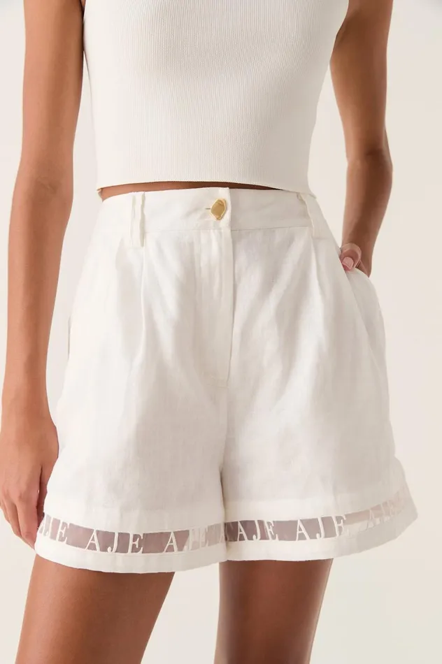 Reframe Logo Short Ivory Women Aje Shorts