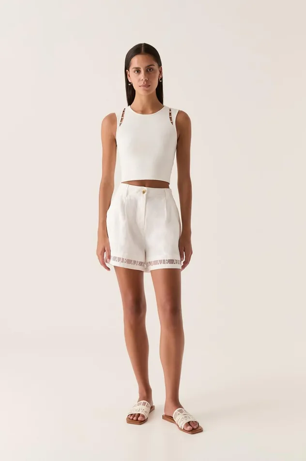 Reframe Logo Short Ivory Women Aje Shorts