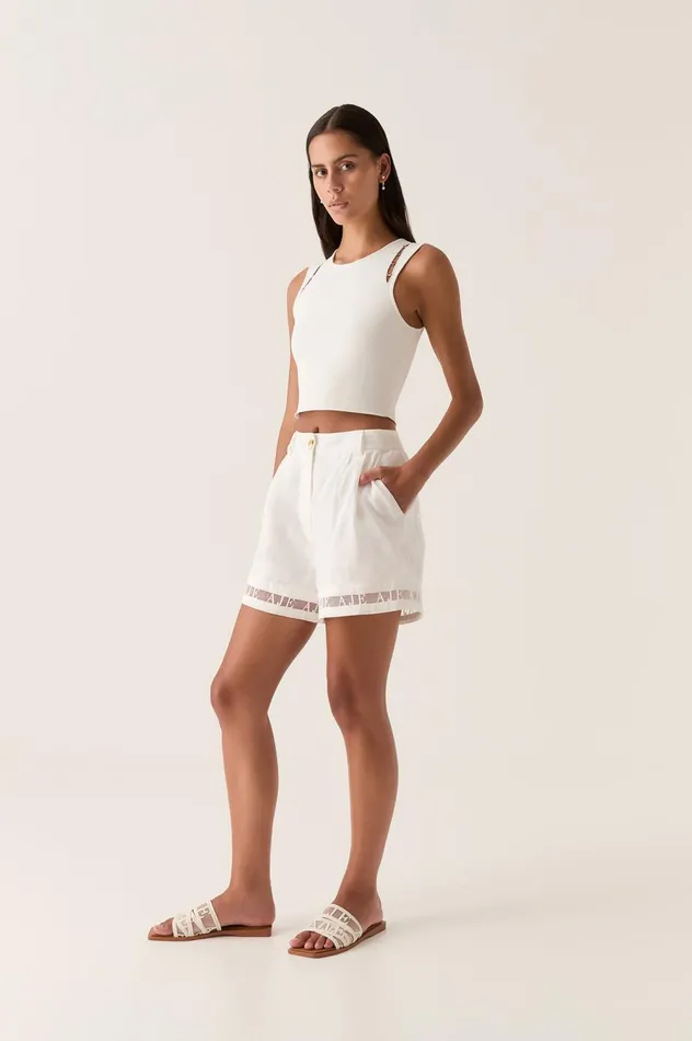 Reframe Logo Short Ivory Women Aje Shorts