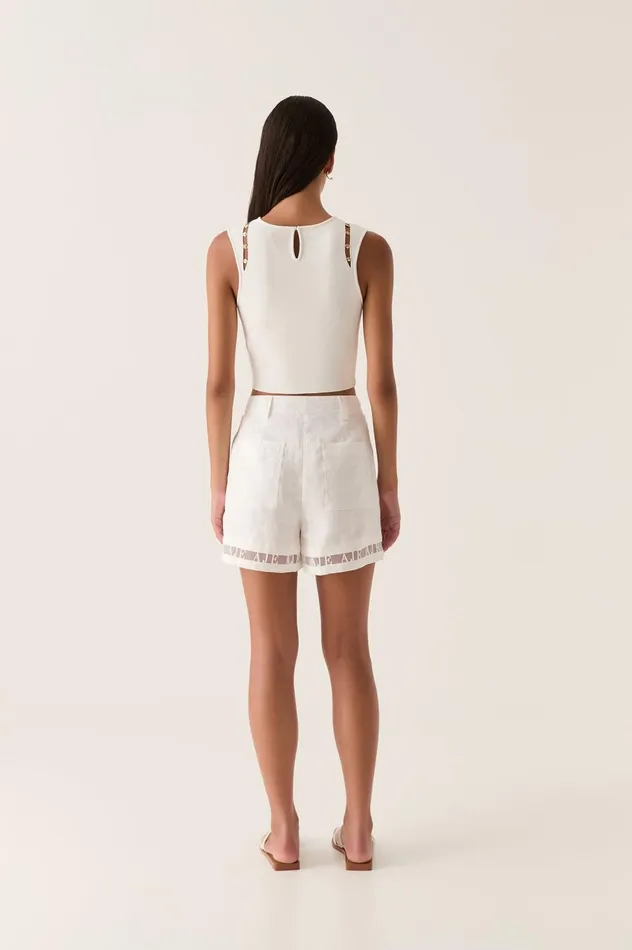 Reframe Logo Short Ivory Women Aje Shorts