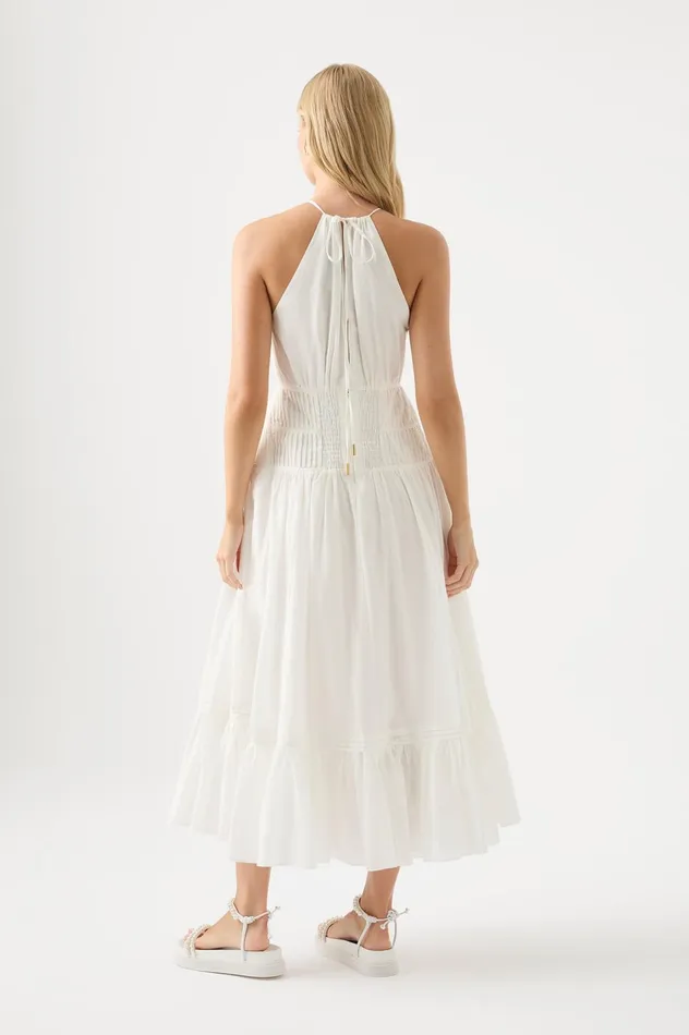 Renata Eyelash Midi Dress Ivory Women Aje Midi Dresses