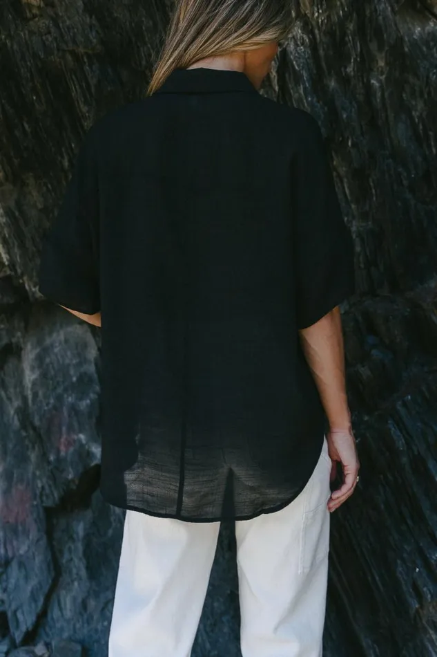 Rhonda Button Up In Black Black Women Bohme Tops