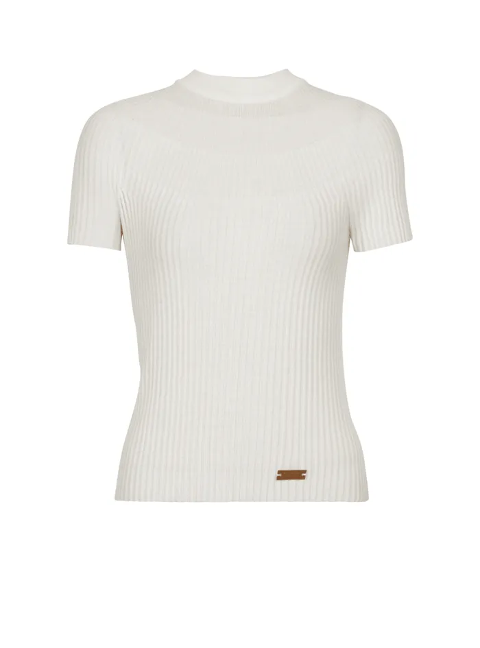 Ribbed Knit Top Beige Women Balmain Tops And Shirts