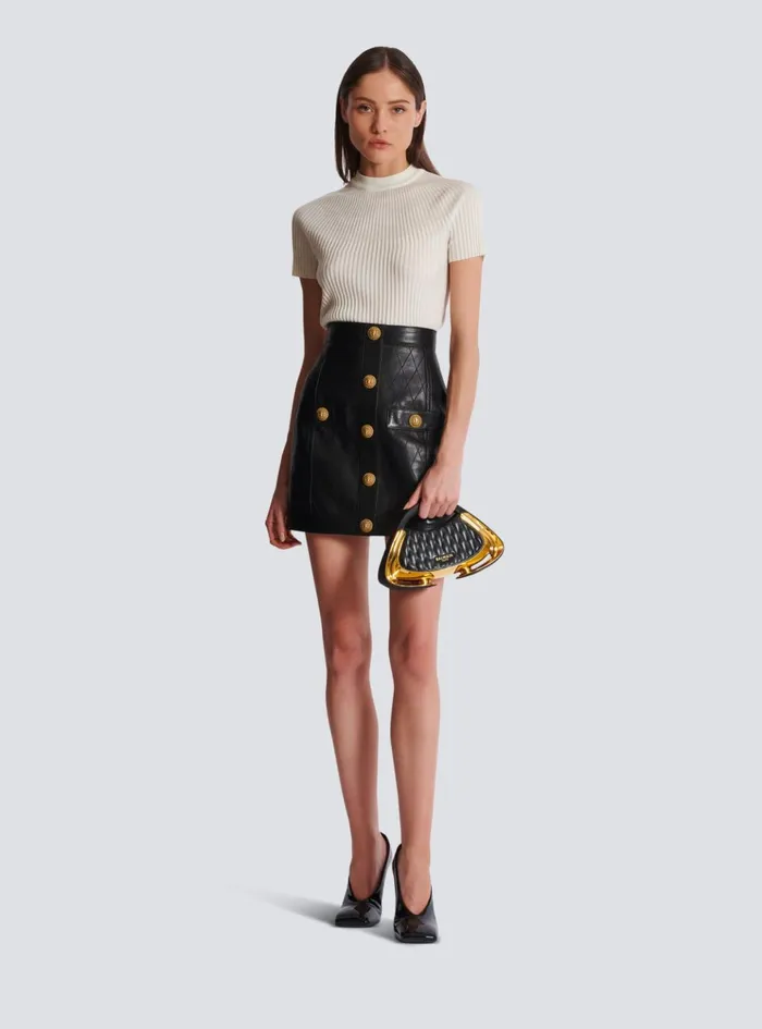 Ribbed Knit Top Beige Women Balmain Tops And Shirts