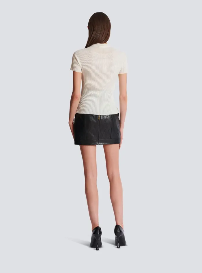 Ribbed Knit Top Beige Women Balmain Tops And Shirts