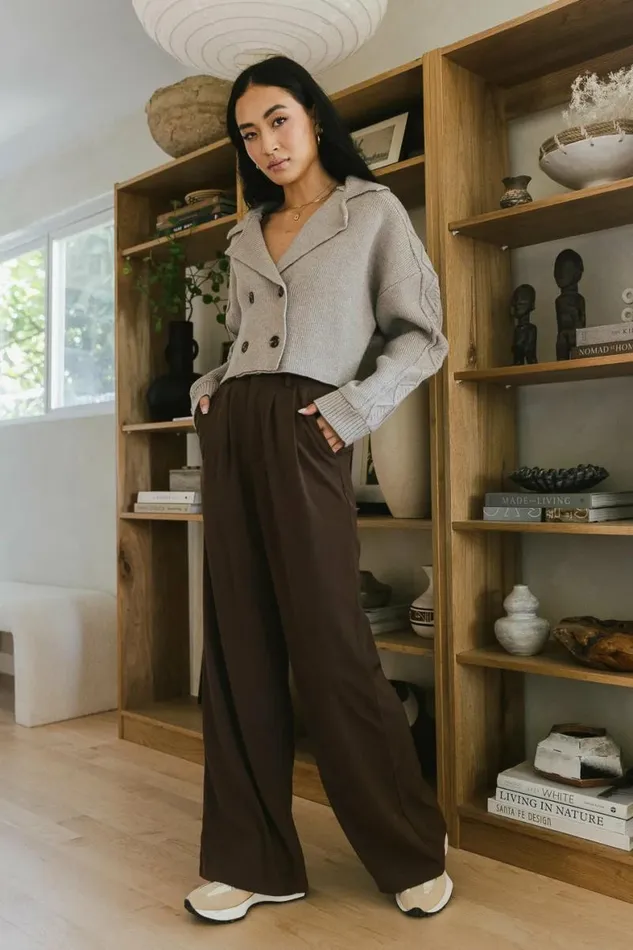 Romaine Wide Leg Pants In Brown Brown Women Bohme Pants