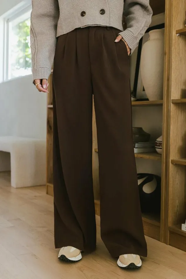 Romaine Wide Leg Pants In Brown Brown Women Bohme Pants