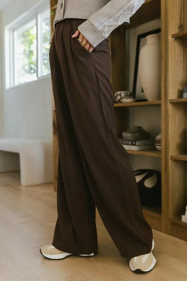 Romaine Wide Leg Pants In Brown Brown Women Bohme Pants