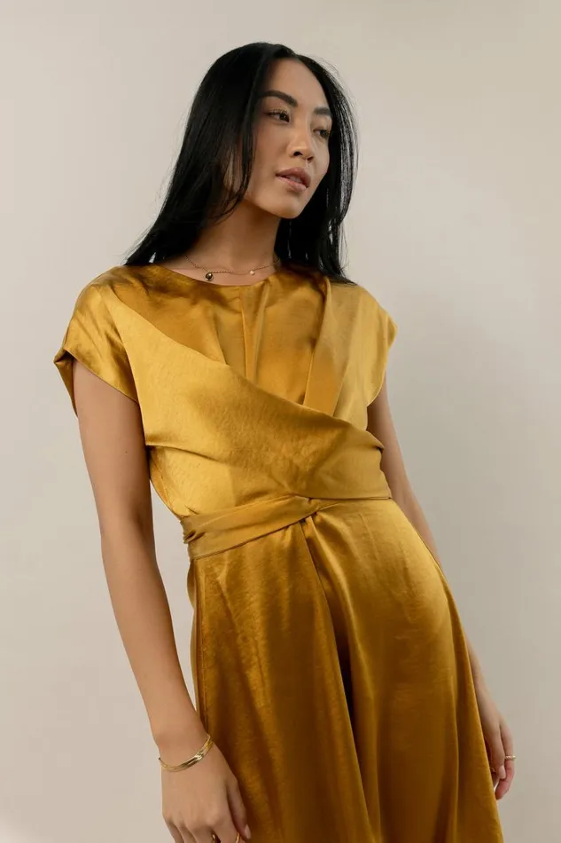 Rosalind Midi Dress In Mustard Mustard Women Bohme Dresses