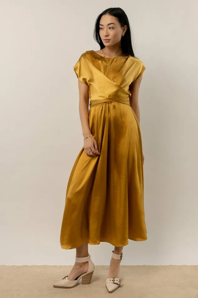 Rosalind Midi Dress In Mustard Mustard Women Bohme Dresses