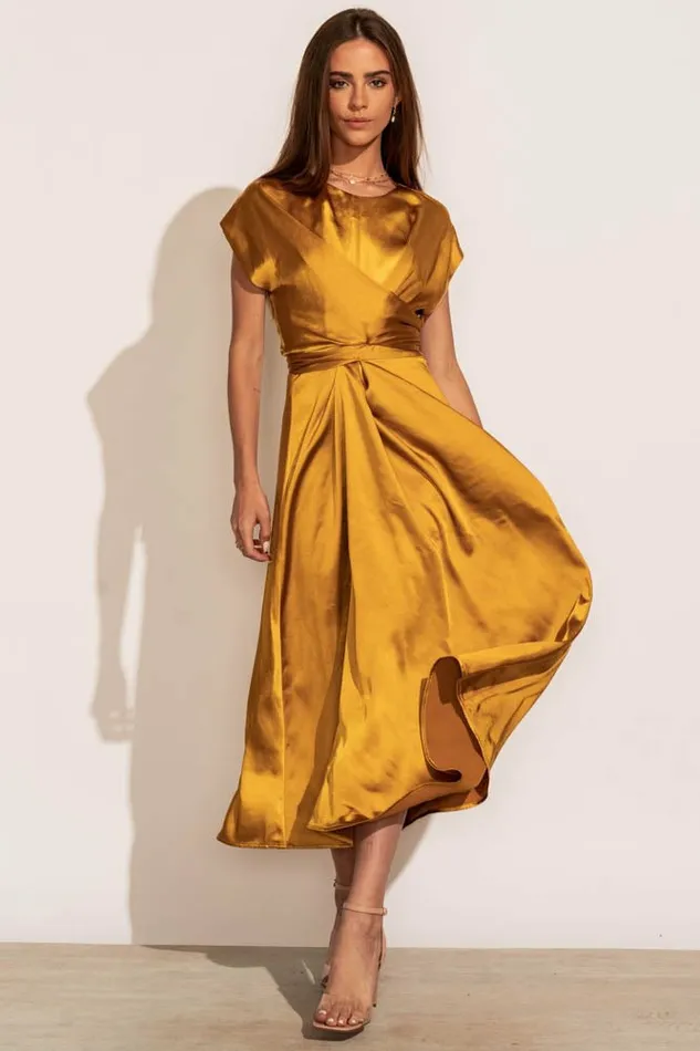 Rosalind Midi Dress In Mustard Mustard Women Bohme Dresses