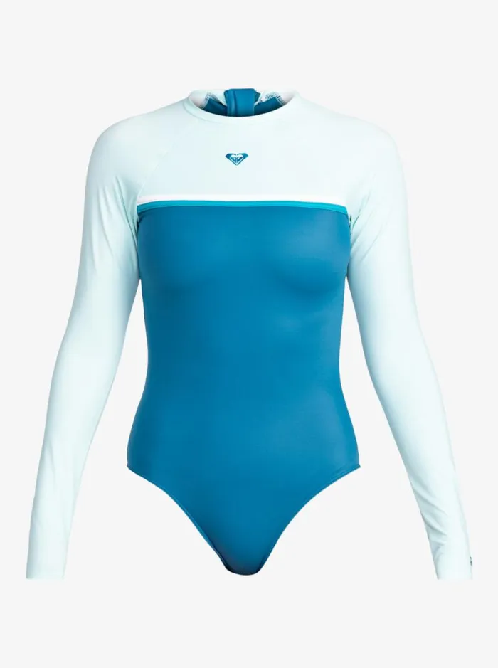 Roxy Bikini Tops Roxy Life All Day Aloha Long Sleeve OnePiece Swimsuit Moroccan Blue 8211 Women