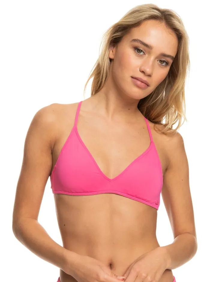 Roxy Bikinis Beach Classics Triangle Bikini Top Shocking Pink 8211 Women