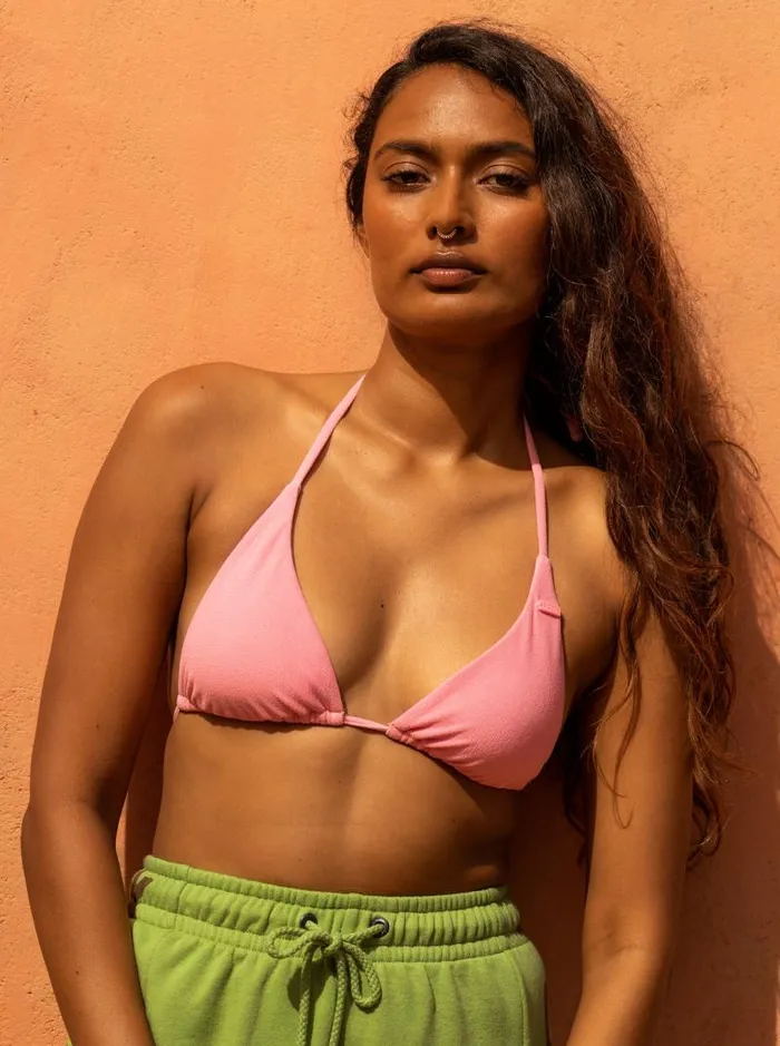 Roxy Bikinis Sun Click Tiki Tri Bikini Top Sachet Pink 8211 Women