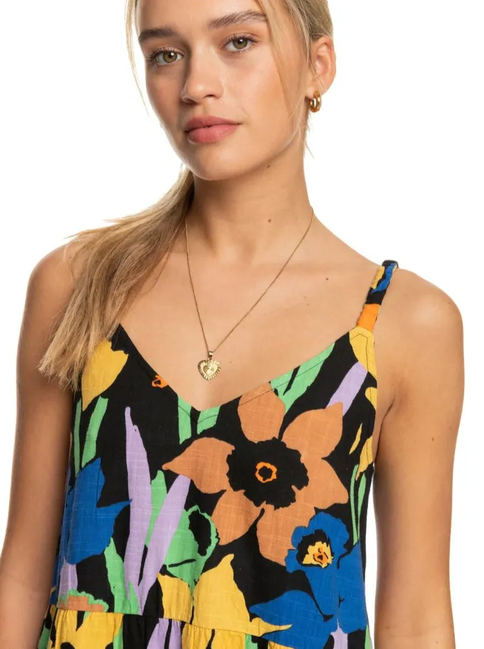 Roxy Dresses Waiting Line Printed Midi Dress Anthracite Flower Jammin 8211 Women