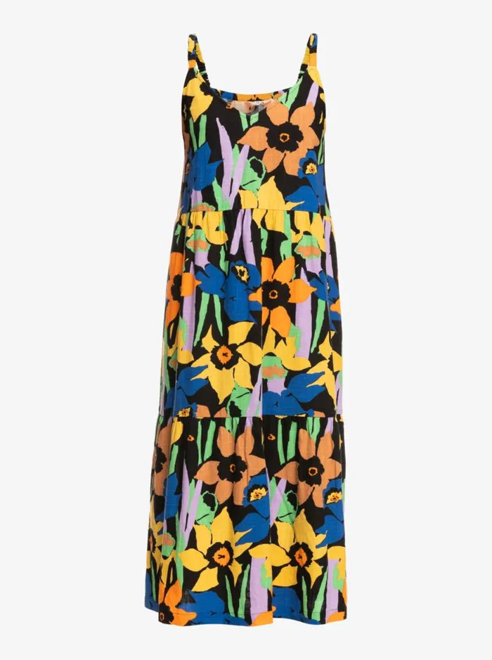 Roxy Dresses Waiting Line Printed Midi Dress Anthracite Flower Jammin 8211 Women