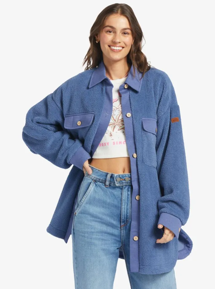 Roxy Jackets Switch Up Sherpa Fleece Overshirt Marlin 8211 Women