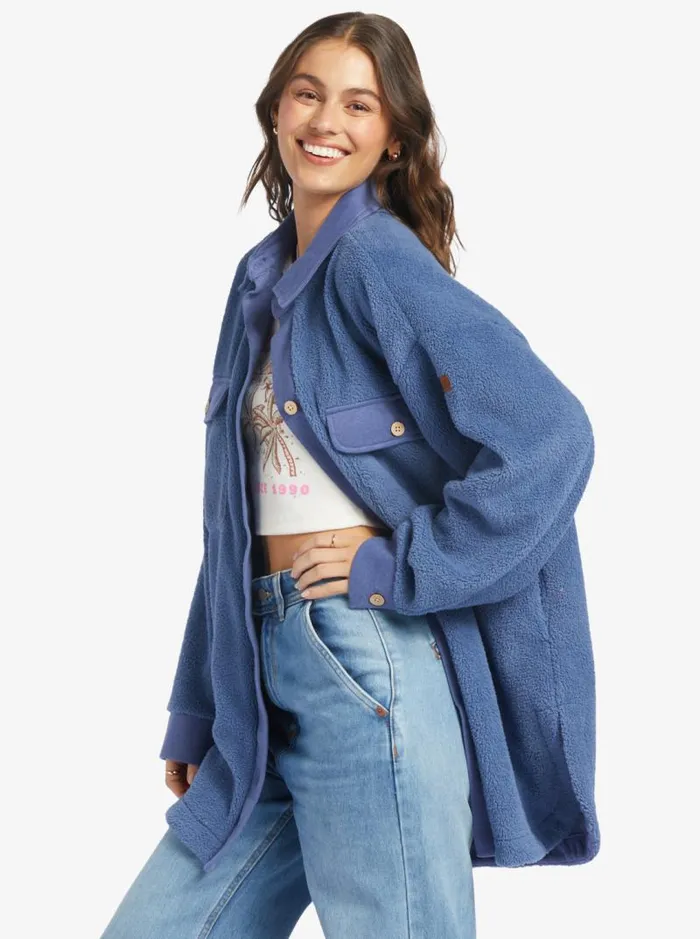 Roxy Jackets Switch Up Sherpa Fleece Overshirt Marlin 8211 Women