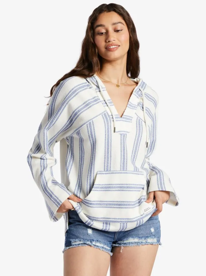 Roxy Jackets Wild And Free Poncho Style Hoodie Bayside Stripe 8211 Women