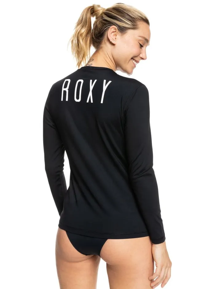Roxy Rashguards Enjoy Waves Long Sleeve UPF 50 Rashguard Anthracite 8211 Women