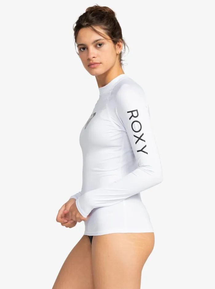 Roxy Rashguards Whole Hearted Long Sleeve UPF 50 Rashguard Bright White 8211 Women