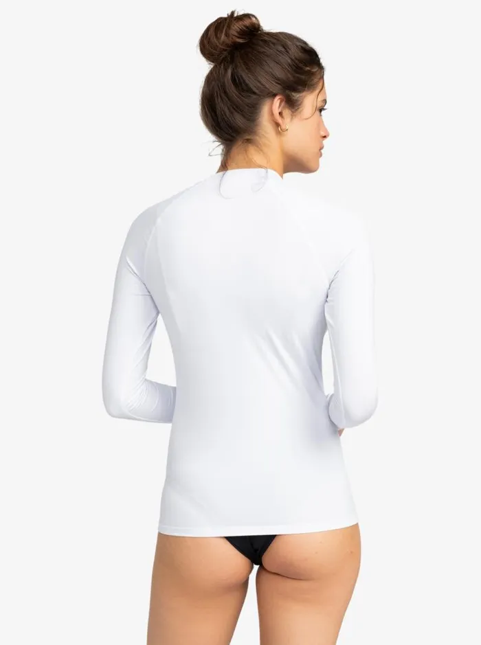 Roxy Rashguards Whole Hearted Long Sleeve UPF 50 Rashguard Bright White 8211 Women