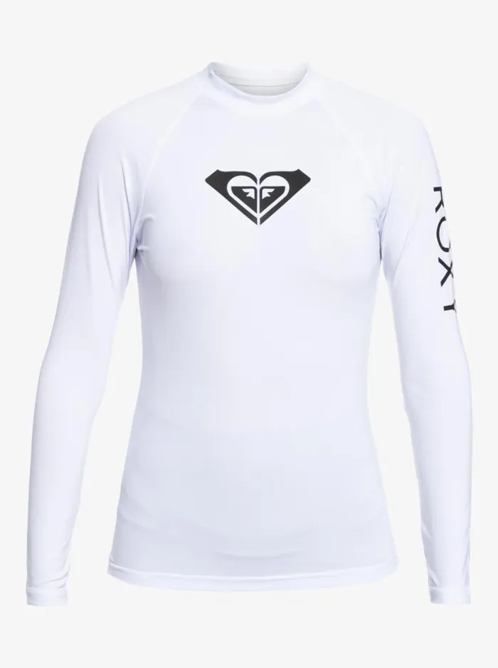 Roxy Rashguards Whole Hearted Long Sleeve UPF 50 Rashguard Bright White 8211 Women