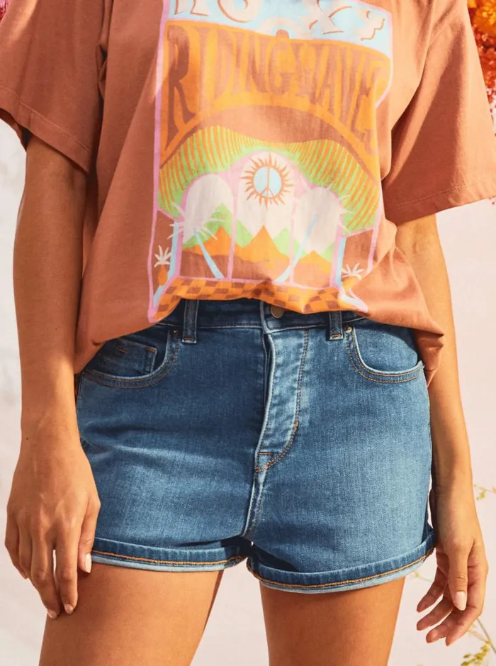 Roxy Shorts Fire Away High Denim Shorts Medium Blue 8211 Women