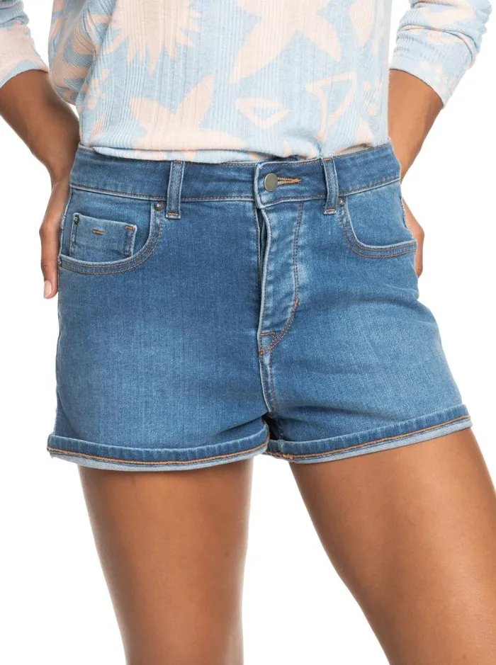 Roxy Shorts Fire Away High Denim Shorts Medium Blue 8211 Women Roxy Shorts Fire Away High Denim Shorts Medium Blue 8211 Women