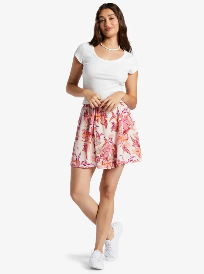 Roxy Skirts Para Paradise Drawstring Mini Skirt Pale Dogwood Kartofeel Tropica 8211 Women