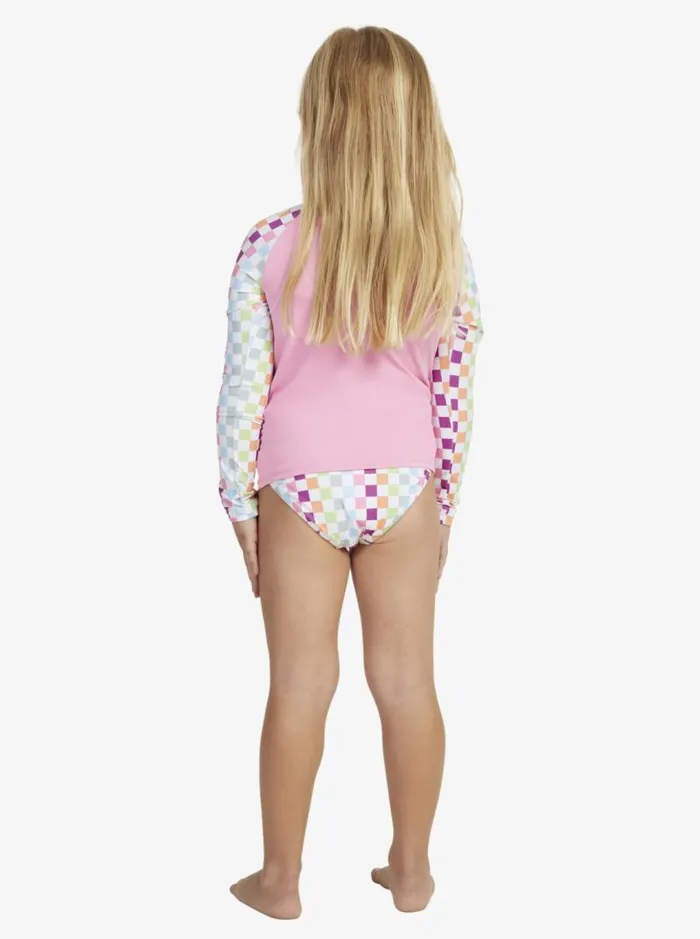 Roxy Surf Girl039s 27 Rainbow Check Long Sleeve Rashguard Set Bright White Check Check 8211 Kids