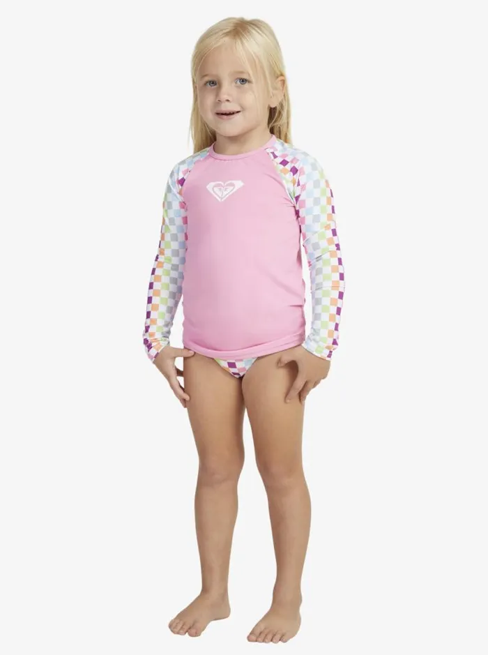 Roxy Surf Girl039s 27 Rainbow Check Long Sleeve Rashguard Set Bright White Check Check 8211 Kids