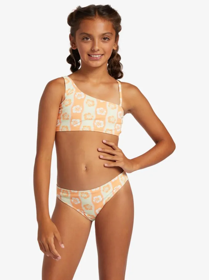 Roxy Swim Girl039s 416 Wavy Flower Two Piece Crop Top Bikini Set For Girls Ambroisia Wave Babe Big 8211 Kids
