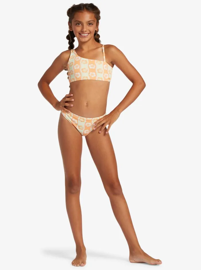 Roxy Swim Girl039s 416 Wavy Flower Two Piece Crop Top Bikini Set For Girls Ambroisia Wave Babe Big 8211 Kids