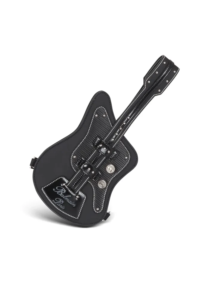 Rubber Guitar Clutch Bag Black Men Balmain CrossBody Bags