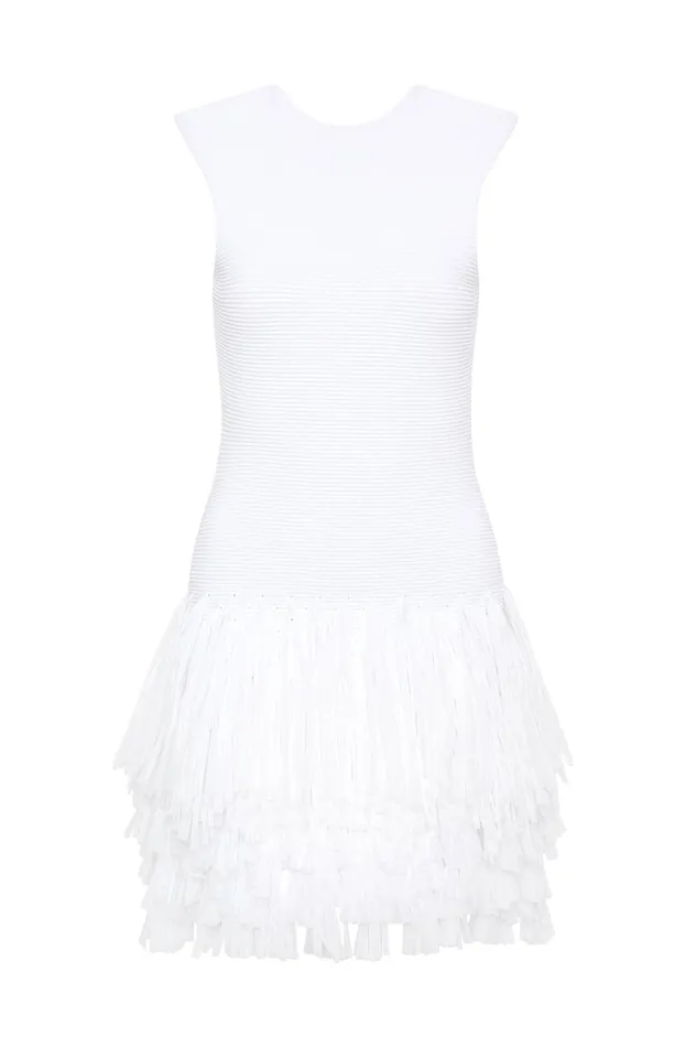 Rushes Raffia Knit Mini Dress White Women Aje White Dresses