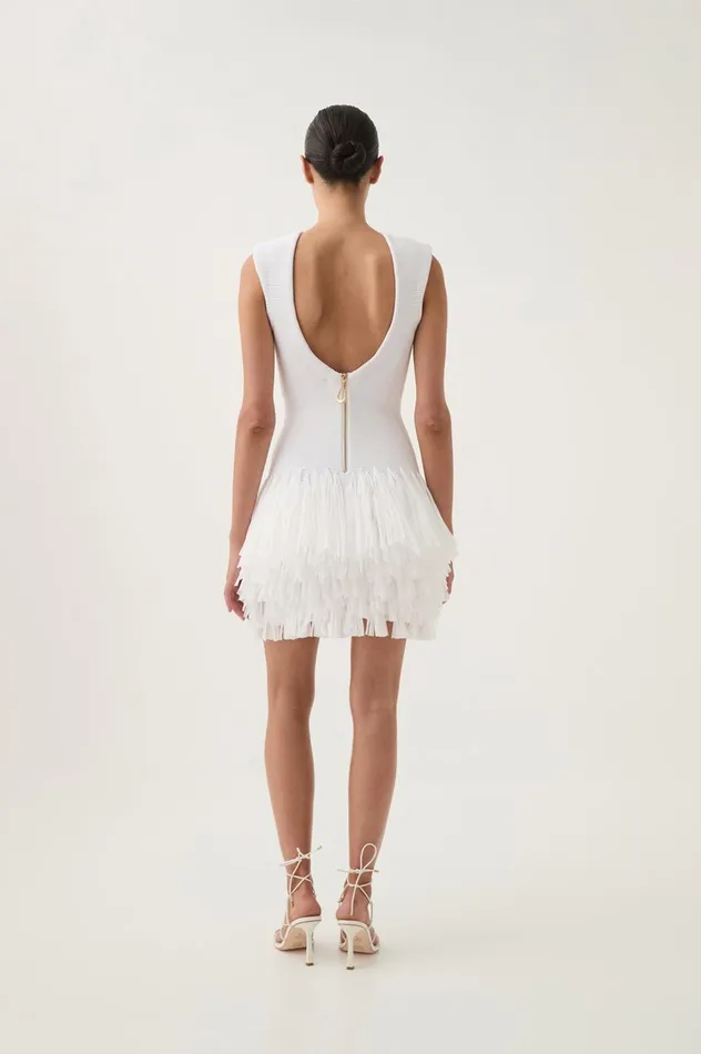 Rushes Raffia Knit Mini Dress White Women Aje White Dresses