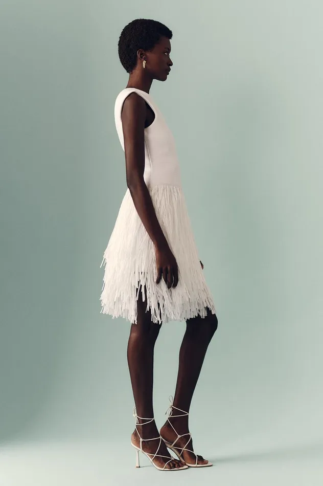 Rushes Raffia Knit Mini Dress White Women Aje White Dresses