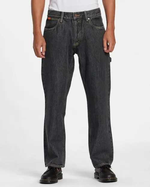 Rvca Americana Chainmail Relaxed Fit Jeans Grey Rinse Men Denim